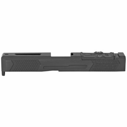 Grey Ghost Precision Glock 19 Gen3 Stripped Slide, Dual Optic Cutout Compatible With Leupold DeltaPoint Pro or Trijicon RMR With Supplied Shim Plate (Correct Length Screws Included), Comes With A Custom G10 Cover Plate And Proper Screws For Use Without Optic Installed, Version 4 Slide Pattern, Black Nitride Finish GGP-19-3-OC-V4