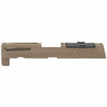Grey Ghost Precision Stripped Slide, For Sig P320 Compact, Dual Optic Cutout Compatible With Leupold DeltaPoint Pro, Trijicon RMR, Or Sig Romeo1 With Supplied Shim Plate (Correct Length screws Included), Comes With A Custom G10 Cover Plate And Proper Screws For Use Without Optic Installed, Version 1 Slide Pattern, FDE Cerakote Finish GGP320-C-FDE-1